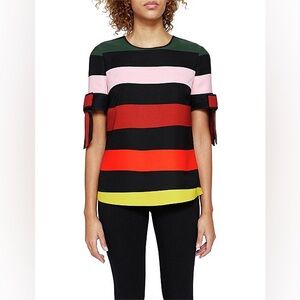 TED BAKER Perrii Cruise Stripe Bow Sleeve Top - Sz 0